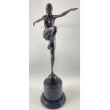 An ART DECO BRONZE in the syle of DEMETRE HARALAMB CHIPARUS, a dancing lady on a marble base,