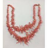 A VINTAGE c1900 ITALIAN DOUBLE CORAL BRANCHES necklace of the most beautiful quality! - 16.5"