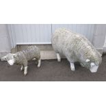 SUBSTANTIAL OUTDOOR ORNAMENTAL EWE AND HER LAMB - resin made and really nice quality! - dimensions