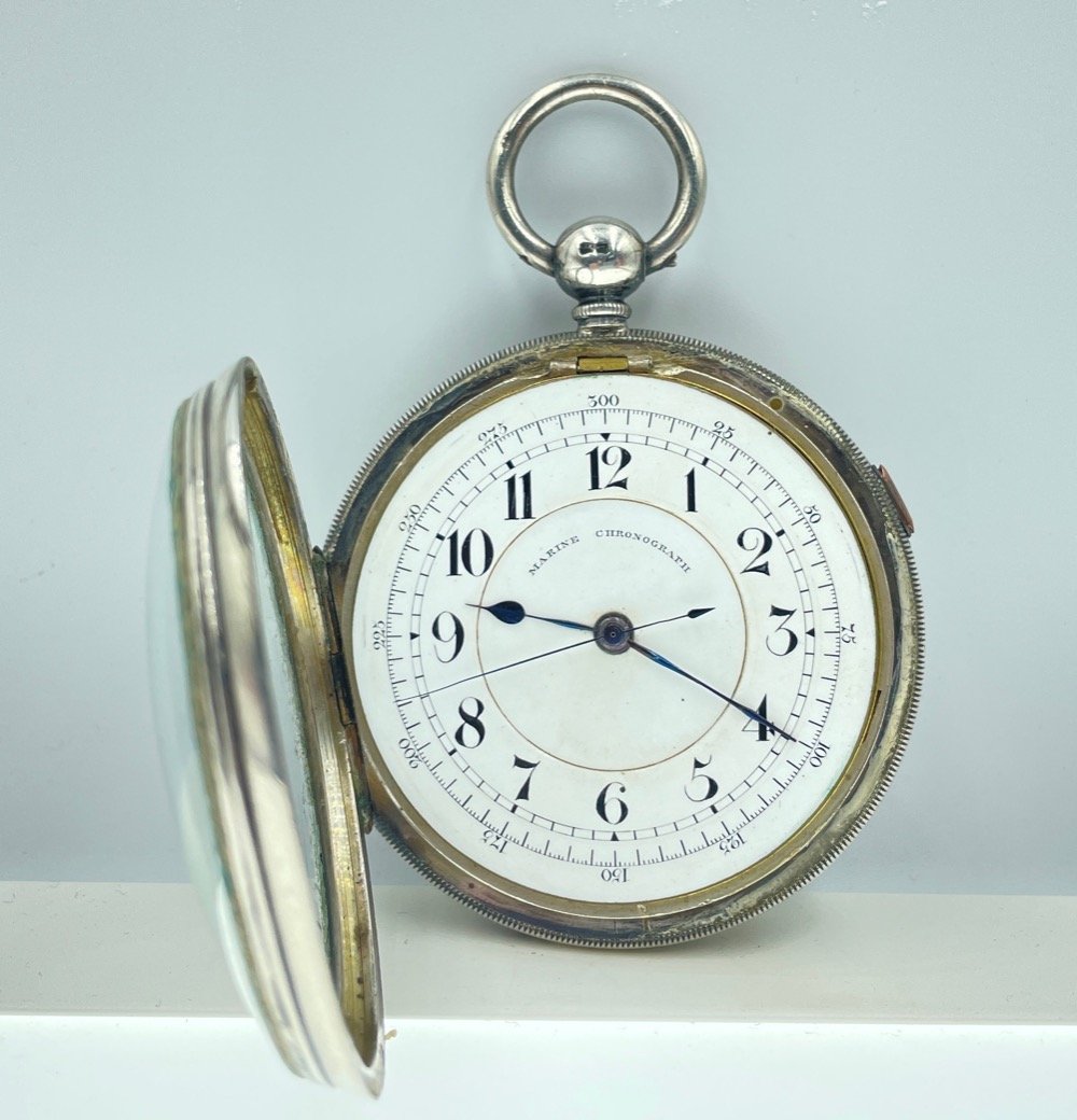 A MARINE CHRONOGRAPH WATCH with key, hallmarked Chester 1885, face measures 6.50cm, gross weight - Image 5 of 28