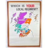 Framed Scottish Local regiment recruting poster titled ' Which is Your local regiment?' frame