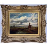 An oil on canvas, HEADING TO MARKET, by DAVID COX within a beautiful gesso frame size 60 x 50cm,