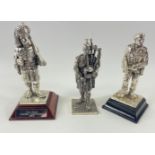 Three unpainted pewter soldier figurines to include a 92nd GORDON HIGHLANDER from 1864 standing