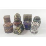 A STUNNING collection of small VINTAGE CLOISONNE pill boxes in a variety of shapes including a