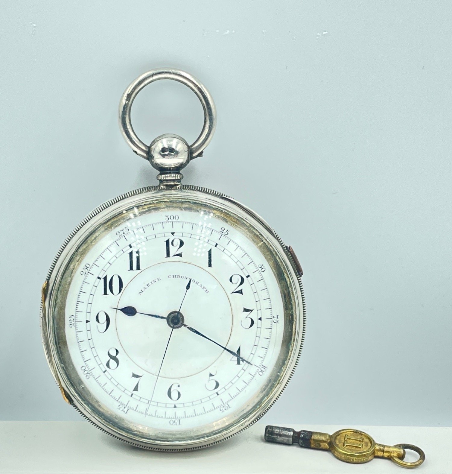 A MARINE CHRONOGRAPH WATCH with key, hallmarked Chester 1885, face measures 6.50cm, gross weight - Image 2 of 28