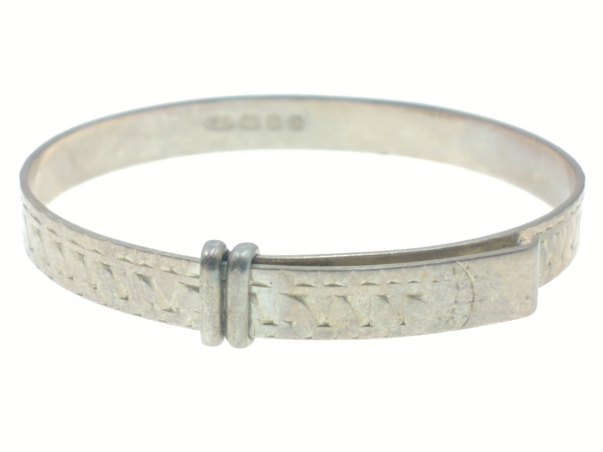 A vintage silver HALLMARKED baby's christening bracelet weight 7.5g approx, 5cm diameter expanding - Image 3 of 9