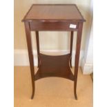 A nice quality mahogany side table with lower shelf dimension 38cm square x 70cm height