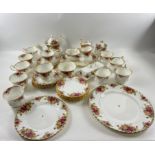 A large set of ROYAL ALBERT 'Old Country Roses' teaset comprising 1 teapot, 2 creamer and open