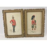 Two vintage watercolours by FE WALLIS of military gentlemen, frame size 24x16.5cm