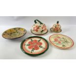 The PAT CROMBIE lot consisting of a studio pottery cheese dish dome and plate (approx 16cm high),