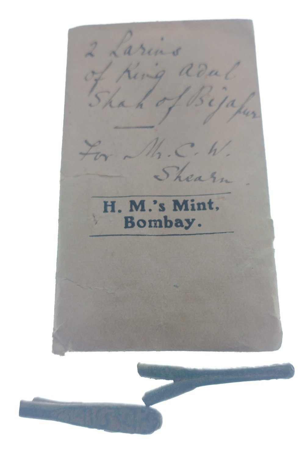 HM's Mint BOMBAY small vintage ex-wax sealed envelopes x3 containing coinage x 4, full - Image 3 of 8