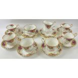 Royal Albert 6 cup Old Country Roses 1962 tea set to include 6 saucers (W: 14cm), 6 side plates