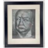 Framed charcoal portrait of Winston Churchill signed DP - dimensions 15" x 18" approx