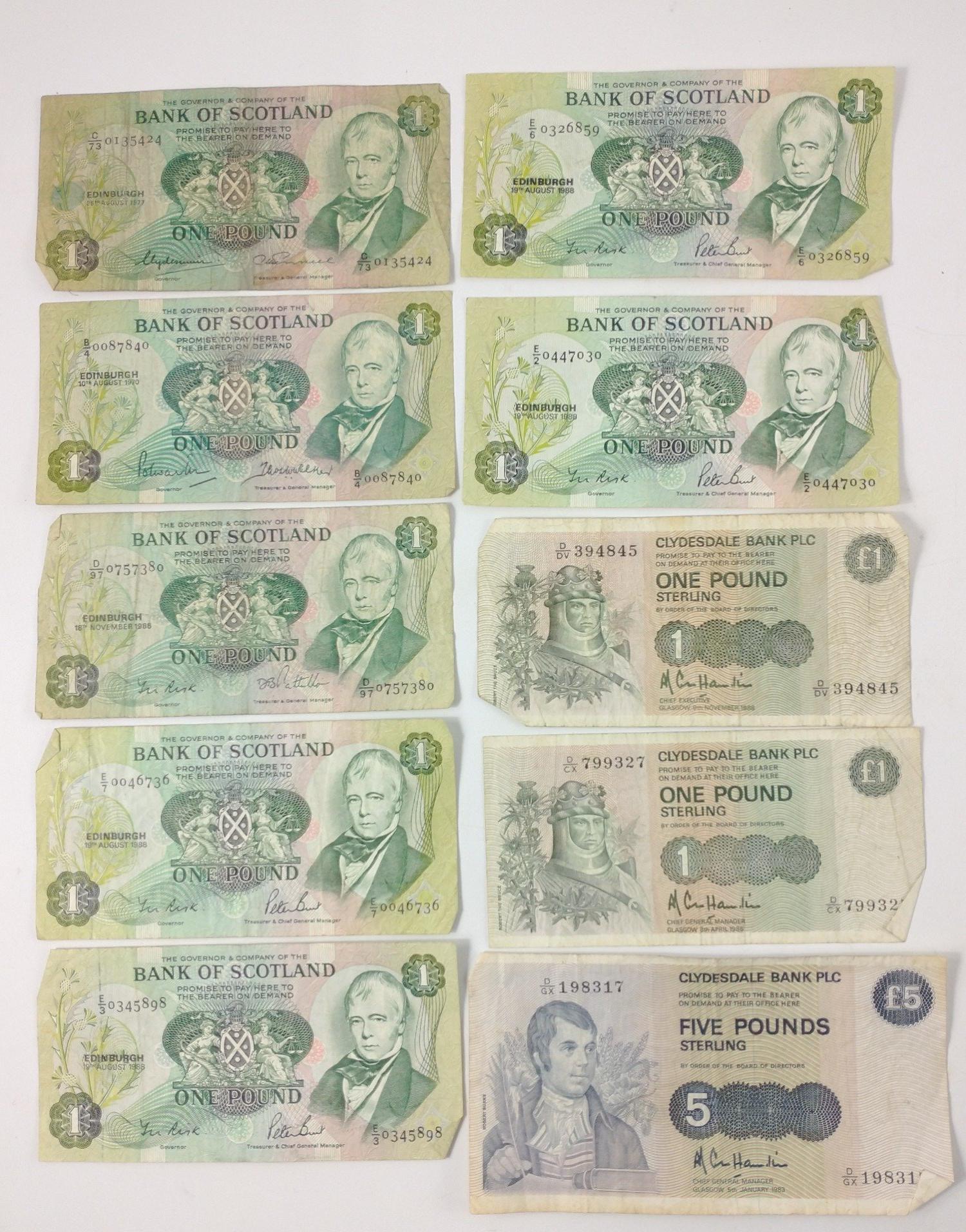 Collection of Scottish paper bank notes to include 3 Â£1 Bank of Scotland notes dated 1988, - Image 2 of 4