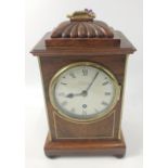 A BROCK London with French movement walnut veneer MANTLE CLOCK with Roman Numerals with round dial