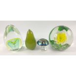 Four Assorted paperweights to include AVONDALE - two large sized ones the largest floral one 11cm