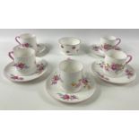 A part SHELLEY Metric coffee set to include 5 coffee cans with saucers plus 1 Heathcote sugar bowl