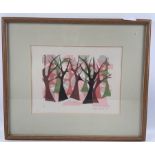 MYRTLE ASHMOLE 1998 8/9 Ltd Edition 'Spikey Trees' 11" x 8"