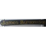 A vintage business hand painted sign JAMES BURGON AND SON 3ft long approx