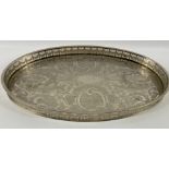 A HASELER AND RESTALL silver plate over copper galleried tray (38.5cm)