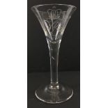 A Victorian 'AMEN' inscribed glass "God save the Queen I pray" stands 20cm high - no chips cracks