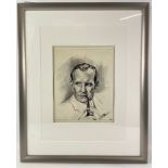 Framed Charcoal portrait of Trevor Howard signed TSR Machie - dimensions 8.5" x 10"(actual portrait)