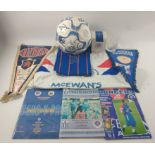 RANGERS FOOTBALL CLUB memorabilia consisting of a signed football from 2002-3 won at auction at a