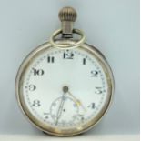 A POCKET WATCH 925 silver with London import mark 1927, watch face 5cm diameter, second hand and 1