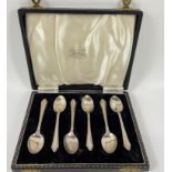Six matching design silver coffee spoons, boxed, 2 hallmarked Chester 1953, 2 hallmarked Edinburgh
