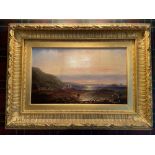 Antique Oil painting on canvas rural seascape scene 'North Berwick' by William Barry , Leith 1865