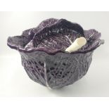 VINTAGE! Unusual - an OLFAIRE red cabbage SOUP TUREEN with lid and ladle (small chip to lid)