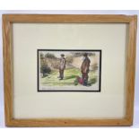 Vintage FH TOWNSEND 1911 colour-wash etching 'About to Drive On The 18th' - dimensions 7" x 5"