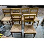 A set of six VINTAGE PRIEST CHAIRS with raffia seat pads