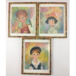 Three cheeky children prints by SOULET, frame size 27x23cm