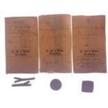 HM's Mint BOMBAY small vintage ex-wax sealed envelopes x3 containing coinage x 4, full