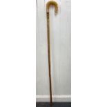 A beautiful handmade in The Scottish Borders horn handled shepherd's crook inspired walking stick