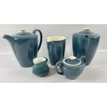 POOLE POTTERY CAMEO BLUE MOON coffee service to consist of 2 coffee pots (approx 20cm tall), a jug