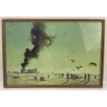 Framed print of 'The Suez Crisis' signed by DAVID SHEPHERD - frame dimensions 18" x 12"