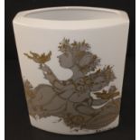 A collectable vintage ROSENTHAL vase signed by BJORN WIINBLAD with a grey and gilt design of 2