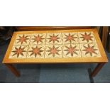 Tiled RETRO top coffee table with red flower head design