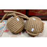 A pair of GIANT rope balls - very decorative - 35cm diameter approx