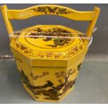 ORIENTAL decorative mild yellow traditional flora and fauna patterned and lacquered traditional