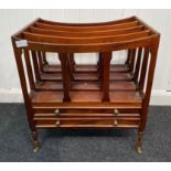 NICE QUALITY! A mahogany CANTERBURY with two drawers and brass castors - dimensions 2ft length x