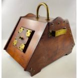 An EDWARDIAN mahogany with brass fittings purdonium, complete with liner 50cm x 32cm height