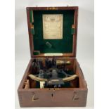 FABULOUS! A wooden case to contain a HUSAN SEXTANT No 56030 by Henry Hughes and Son - 6" radius