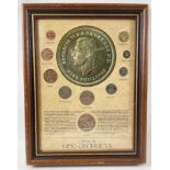 Framed Coin Set - The coins of King George VI - frame dimensions 33cm x 25cm approx