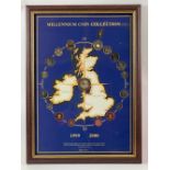 Framed Coin Set - Millennium Coin Collection 1999-2000 - dimensions 64cm x 34cm approx