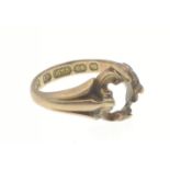15 carat Birmingham Hallmarked yellow gold ring size k, missing stone - weight 3.6g