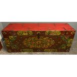 A STATEMENT PIECE - An ORIENTAL HIGHLY DECORATED 'hand-painted' lounge or bedroom storage