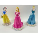 Three lovely ROYAL DOULTON DISNEY PRINCESSES to include Snow White (DP5 stands 18cm), Sleeping